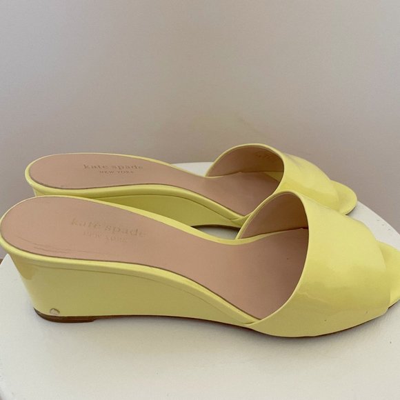 Kate Spade Willon Slip On Wedges Sandals Lemon Sorbet Size 9 - Picture 5 of 7